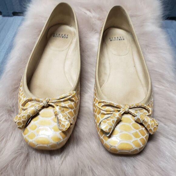 Stuart Weitzman snake embossed Flat Ballet tassel - Picture 1 of 5